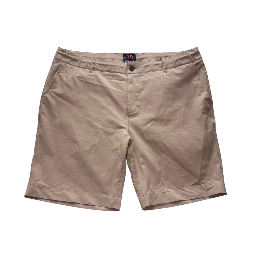 FAHERTY All Day Shorts Mens 38 Khaki Performance Stretch Hybrid 9" MSC0012